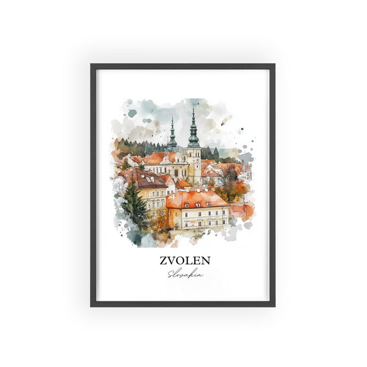 Zvolen Wall Art, Zvolen Slovakia Print, Slovakia Watercolor Art, Slovakia Gift, Travel Print, Travel Poster, Housewarming Gift
