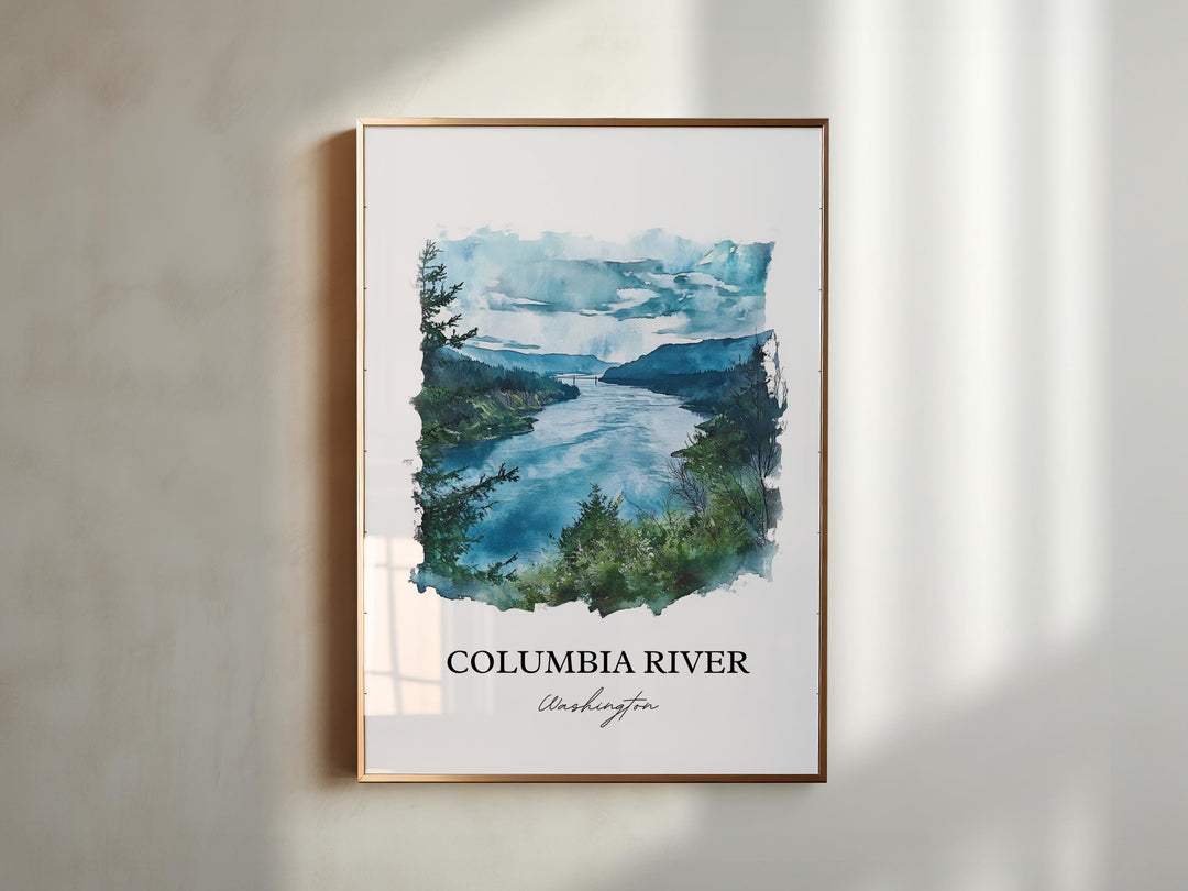 Columbia River Wall Art, Columbia River Print, Washington St Artwork, Columbia River WA Gift, Travel Print, Travel Poster, Housewarming Gift