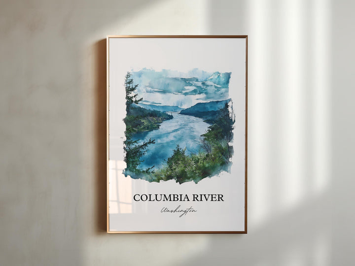Columbia River Wall Art, Columbia River Print, Washington St Artwork, Columbia River WA Gift, Travel Print, Travel Poster, Housewarming Gift
