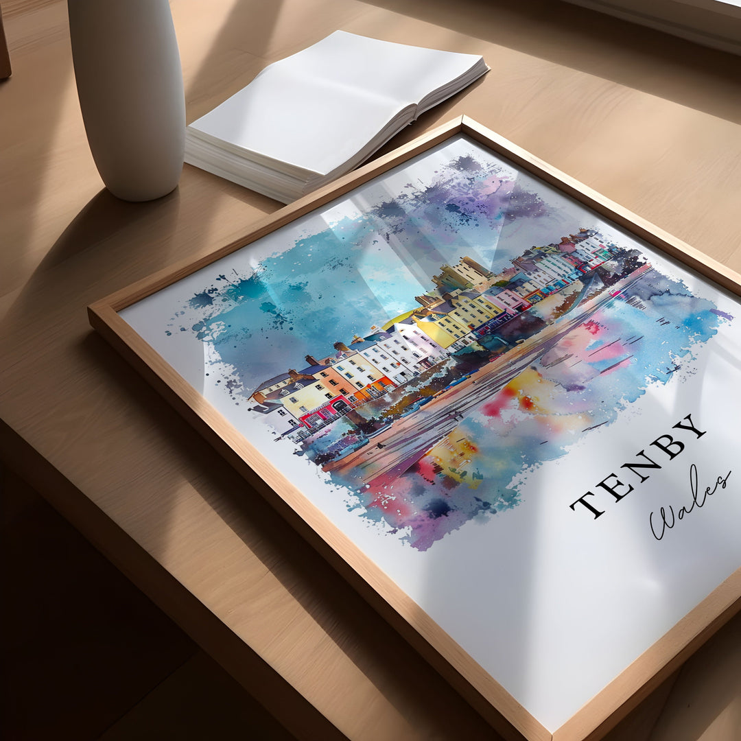 Tenby Wales Wall Art, Tenby Print, Wales Watercolor, Tenby Gift, Travel Poster, Housewarming Gift