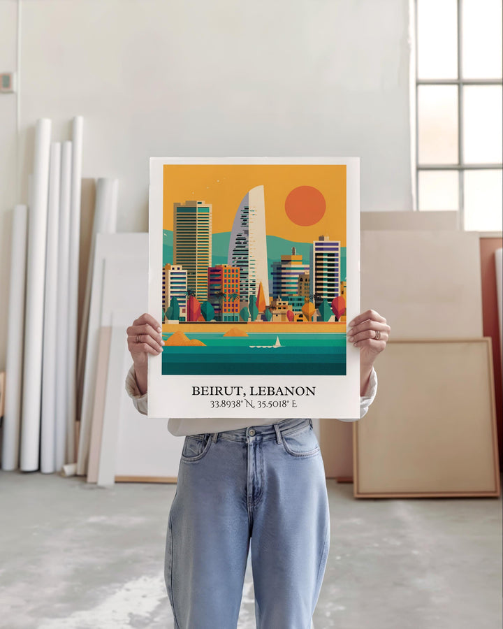 Beirut Lebanon Art, Lebanon Retro Travel Art, Beirut Home Decor, Beirut Gift, Beirut Lebanon Travel Art, Travel Prints, Housewarming Gift
