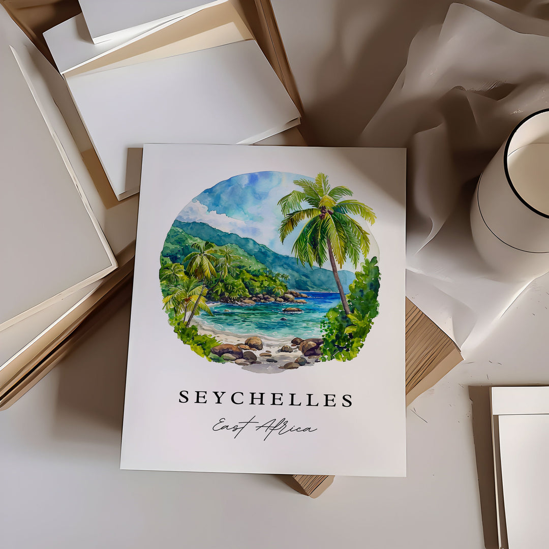 Seychelles wall art - East Africa, Seychelles print, Seychelles Wedding gift, Birthday present, Custom Text, Perfect Gift