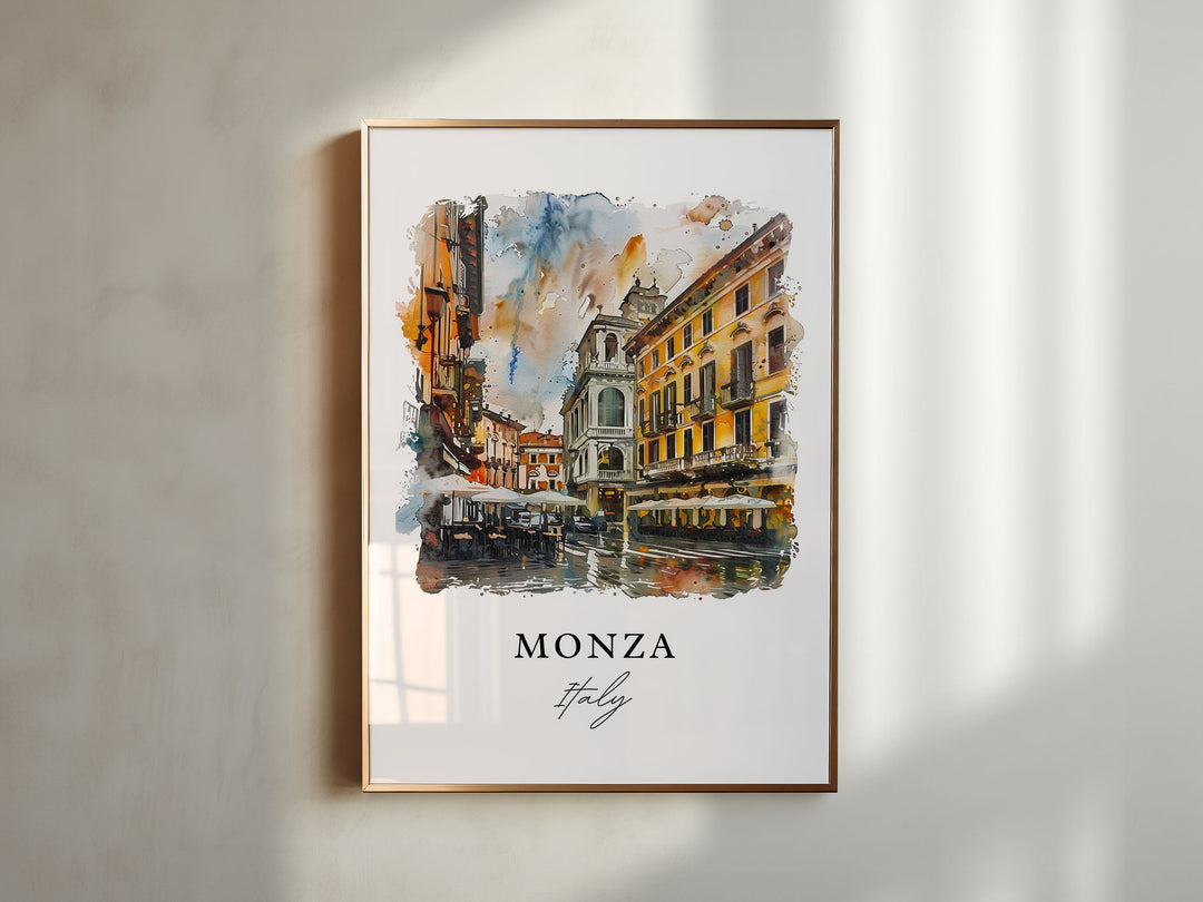 Monza Italy Wall Art, Monza Print, Milan Watercolor Art, Monza Italia Gift,