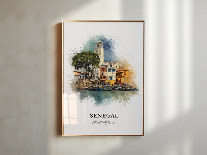 Senegal Wall Art, Senegal Print, Senegal Watercolor Art, Senegal Africa Gift, Travel Print, Travel Poster, Housewarming Gift