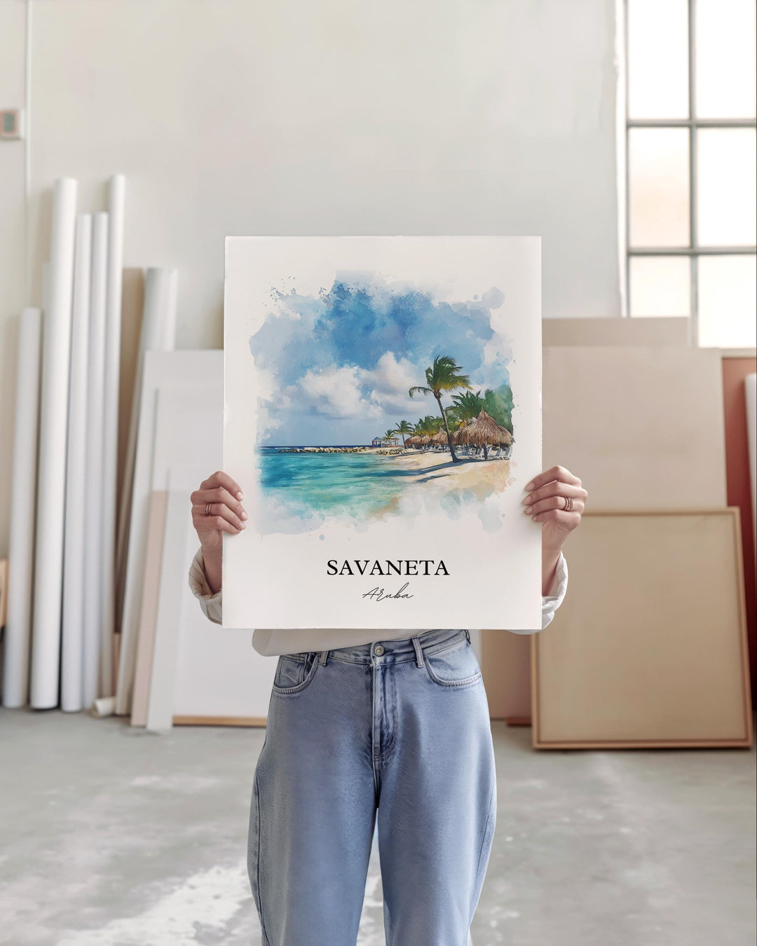 Savaneta Wall Art, Savaneta Aruba Print, Aruba Watercolor Art, Savaneta Aruba Gift, Travel Print, Travel Poster, Housewarming Gift