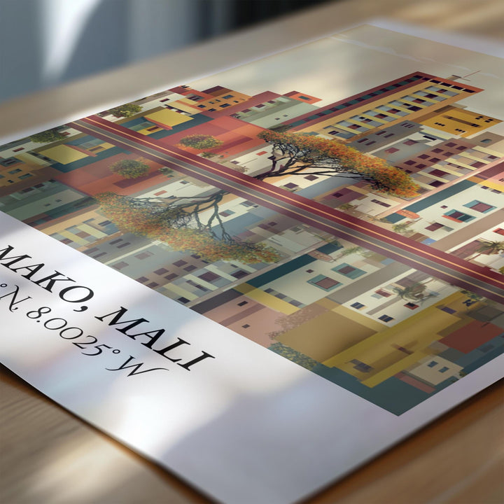 Bamako Art, Bamako Mali Retro Travel Art, Bamako Home Decor, Bamako Gift, Mali Travel Art, Travel Prints, Housewarming Gift