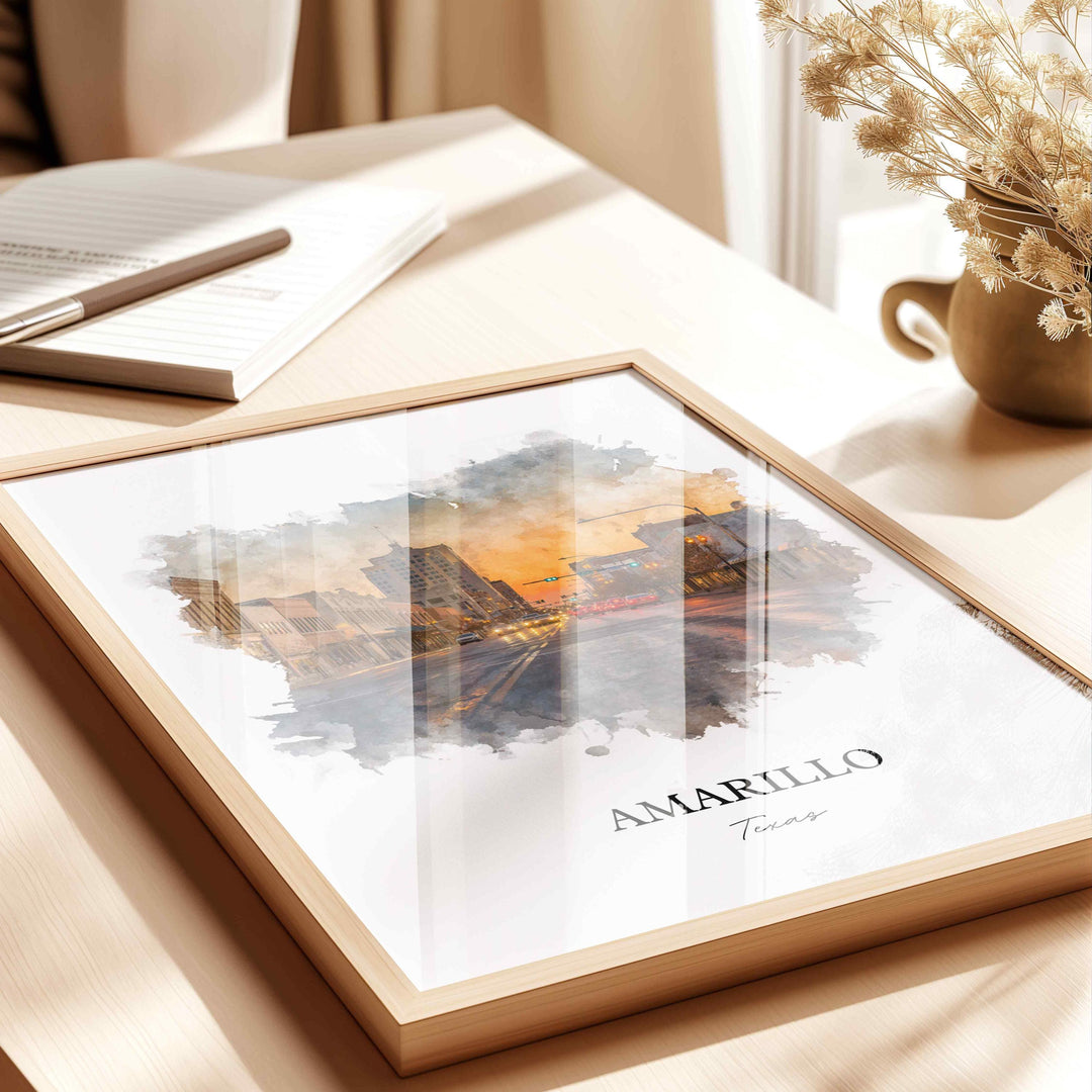 Amarillo, Texas – Watercolor Art Print