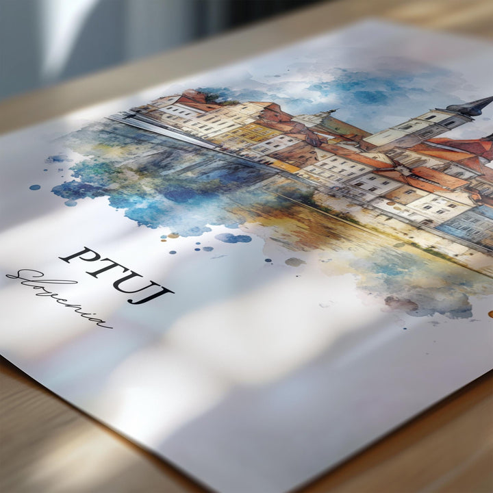 Ptuj Slovenia Wall Art, Styria Region Print, Slovenia Watercolor Art, Ptuj Gift, Travel Print, Travel Poster, Housewarming Gift
