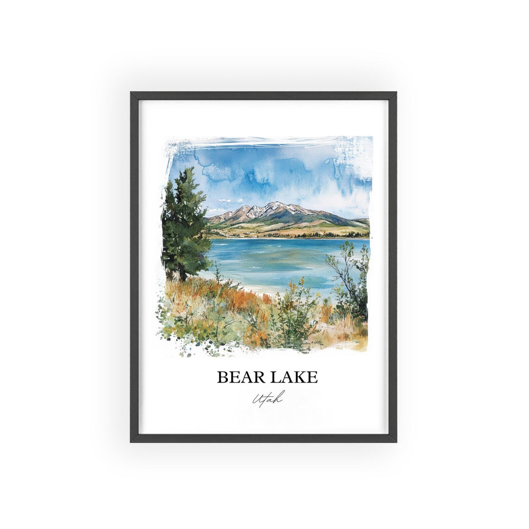 Bear Lake Wall Art, Bear Lake UT Print, Utah Watercolor Art, Bear Lake Utah Gift, Travel Print, Travel Poster, Housewarming Gift