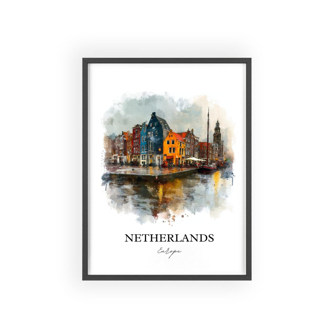 Netherlands Wall Art, Netherlands Print, Netherlands Watercolor Art, Amsterdam Gift, Travel Print, Travel Poster, Housewarming Gift