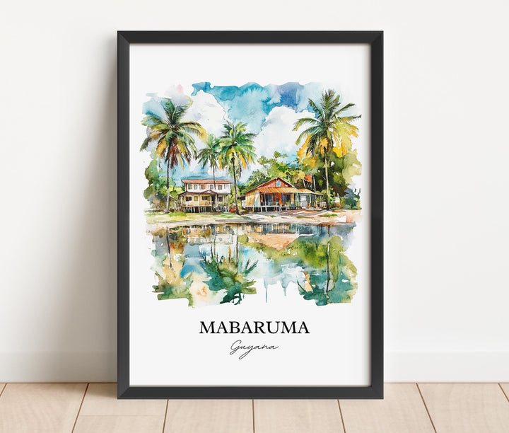 Mabaruma Wall Art, Guyana Print, Guyana Watercolor Art, Mabaruma Guyana Gift, Travel Print, Travel Poster, Housewarming Gift