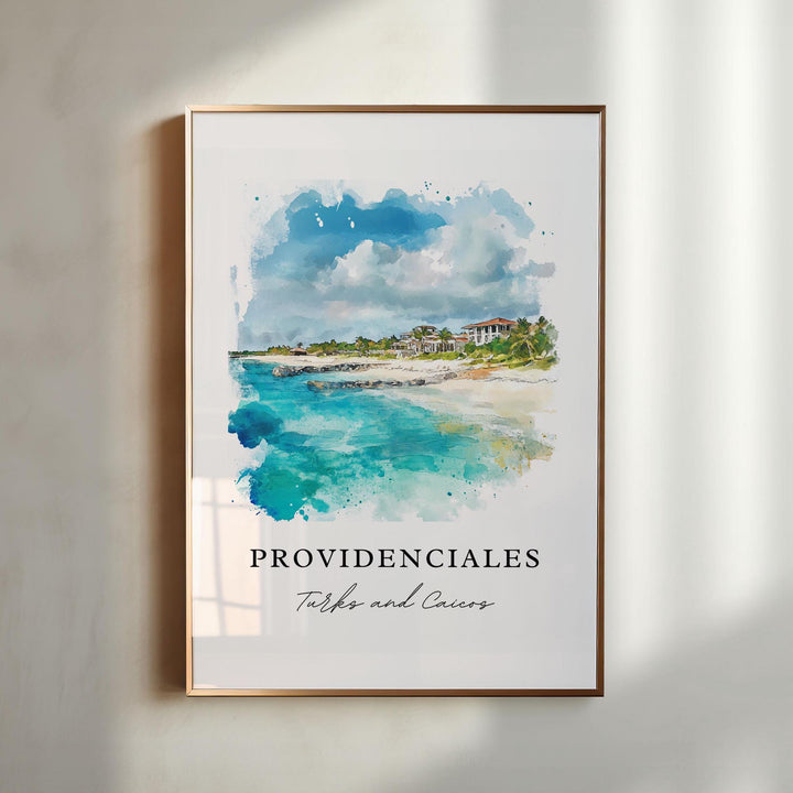 Providenciales Art, Turks and Caicos Print, Caribbean Watercolor Art, Providenciales Gift,