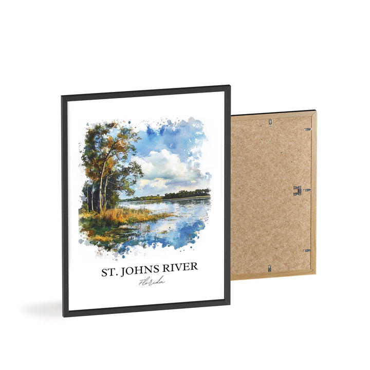 St Johns River Wall Art, Palatka FL Print, Florida Watercolor Art, St Johns River FL Gift, Travel Print, Travel Poster, Housewarming Gift