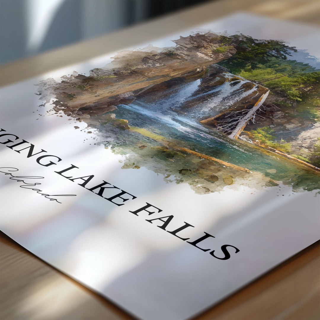 Hanging Lake Falls Art, Garfield County Print, Colorado Artwork, Hanging Lake Falls Gift, Travel Print, Travel Poster, Housewarming Gift