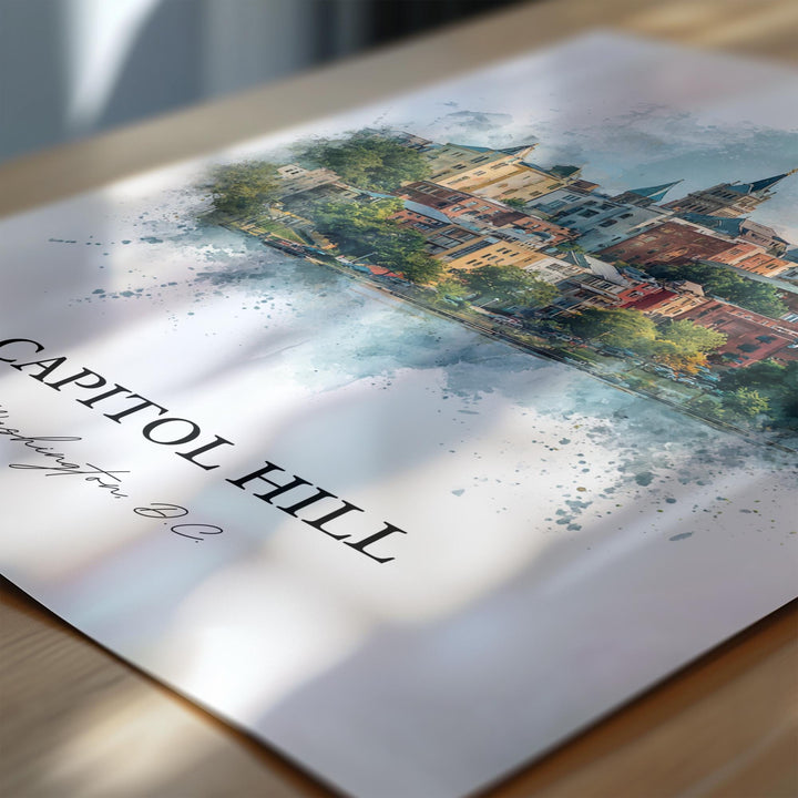 Capitol Hill, Washington DC – Watercolor Art Print