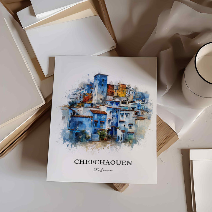 Chefchaouen, Morocco – Watercolor Art Print