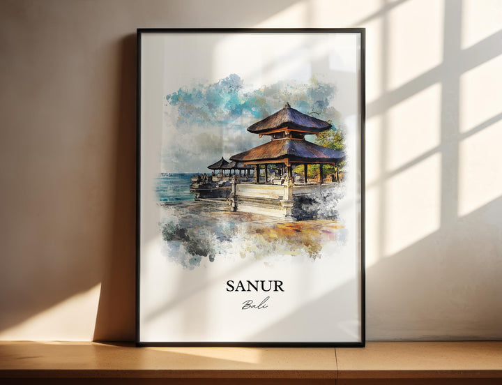 Sanur Bali Wall Art, Sanur Print, Bali Watercolor Art, Sanur Bali Gift, Travel Print, Travel Poster, Housewarming Gift