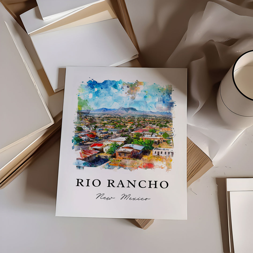 Rio Rancho NM Wall Art, Rio Rancho Print, Rio Rancho Watercolor Art, Sandoval County NM Gift,