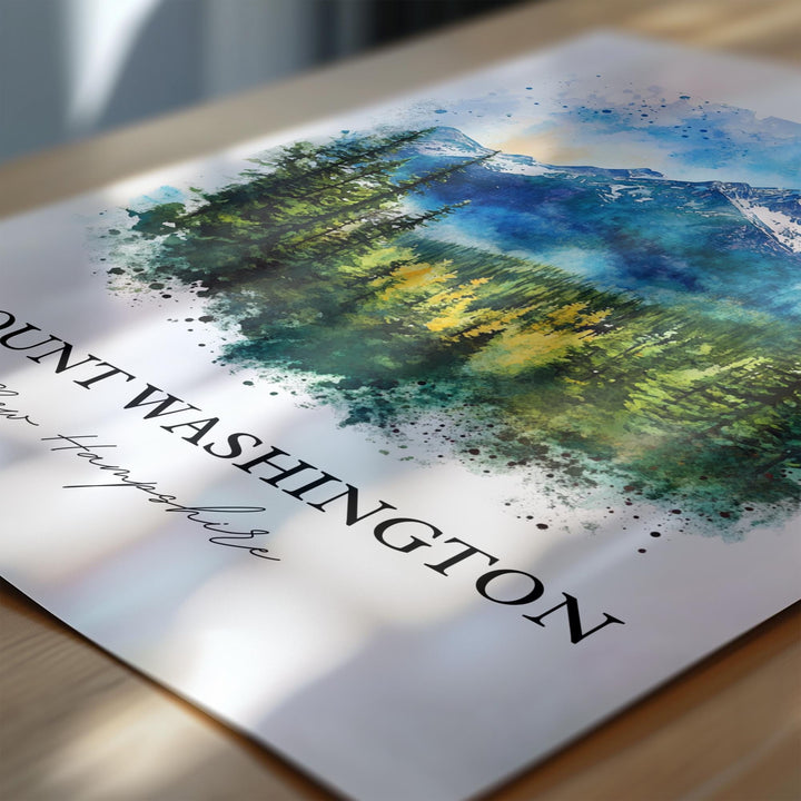 Mount Washington Wall Art, White Mountains Print, NH Watercolor Art, Mount Washington Gift, Travel Print, Travel Poster, Housewarming Gift