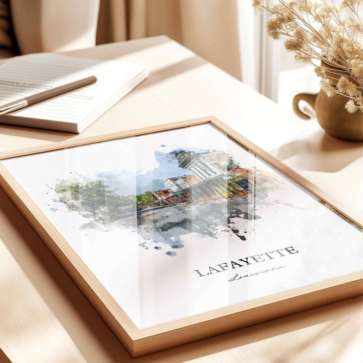 Lafayette, Louisiana – Watercolor Art Print
