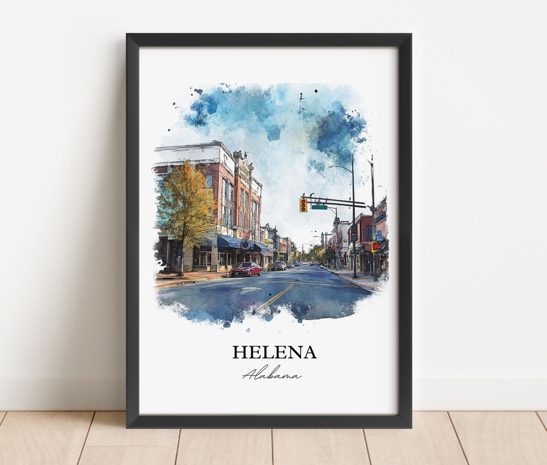 Helena AL Wall Art, Alabama Print, Alabama Watercolor Art, Helena Alabama Gift, Travel Print, Travel Poster, Housewarming Gift