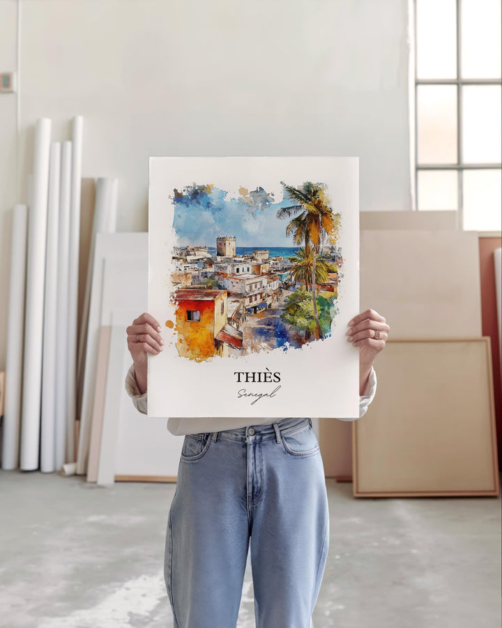 Thiés Wall Art, Thiés Senegal Print, Senegal Watercolor Art, Senegal Africa Gift, Travel Print, Travel Poster, Housewarming Gift
