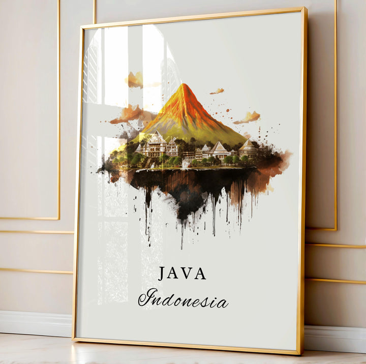 Java Indonesia wall art - Indonesia, Java poster, Java Wedding gift, Java Island Indonesia souvenir, Custom Text, Personalised Gift