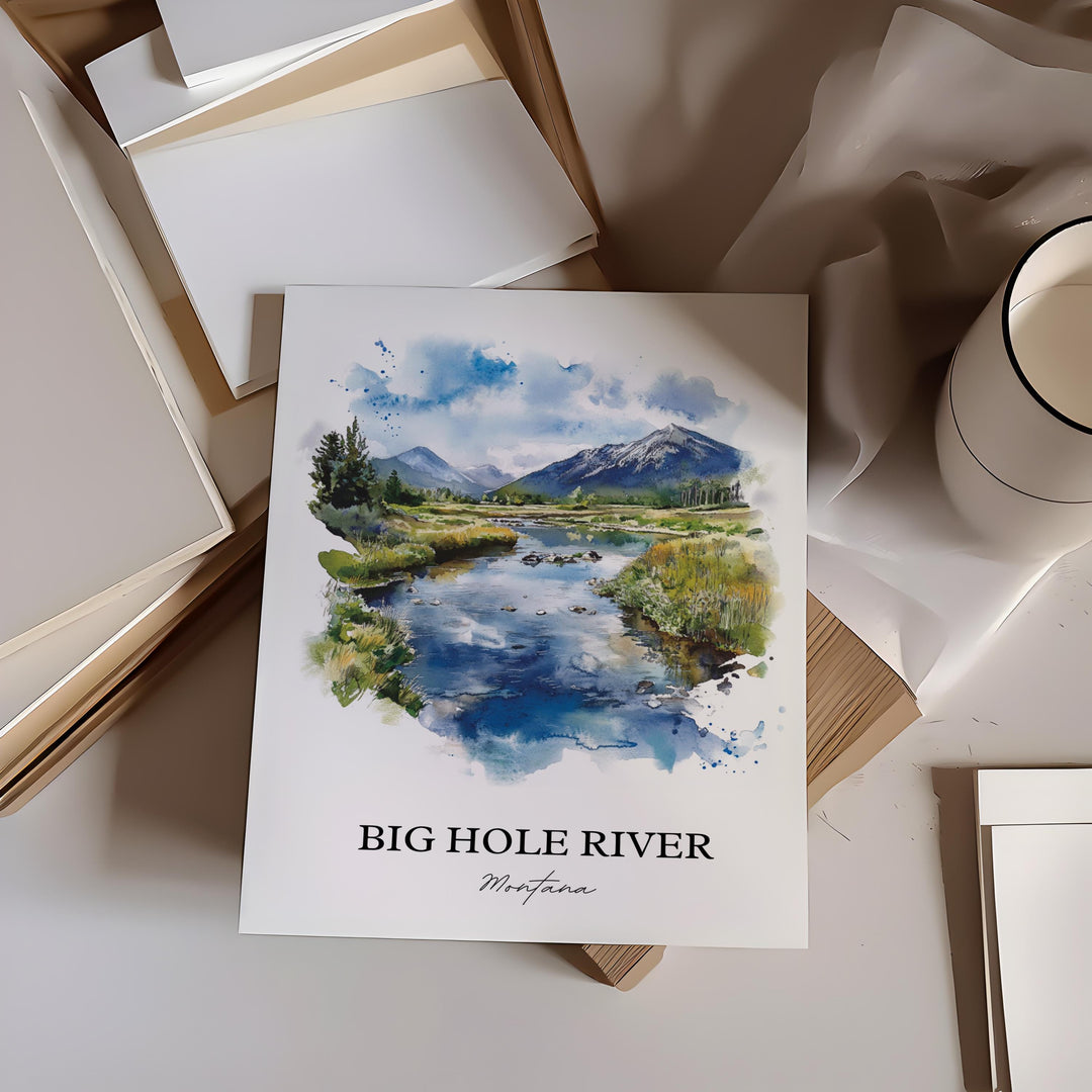 Big Hole River Wall Art, Beaverhead County Print, Montana Watercolor, Big Hole River Gift, Travel Print, Travel Poster, Housewarming Gift