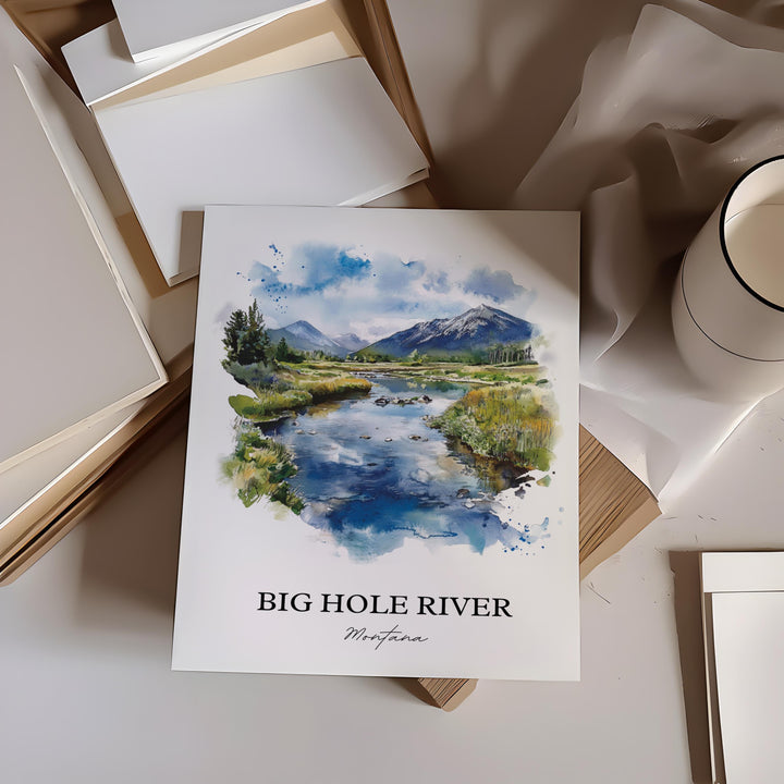Big Hole River Wall Art, Beaverhead County Print, Montana Watercolor, Big Hole River Gift, Travel Print, Travel Poster, Housewarming Gift