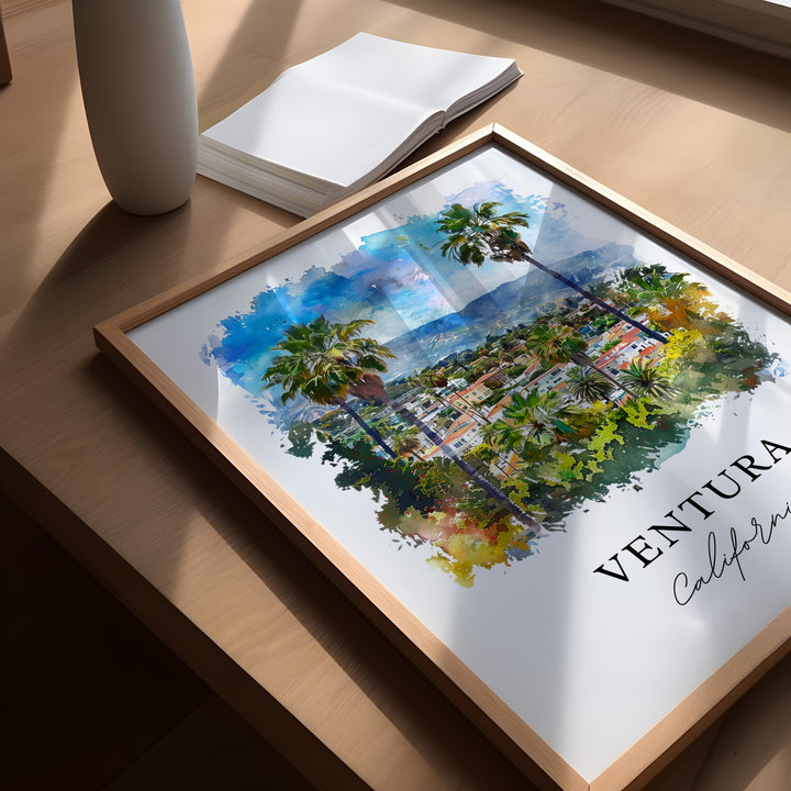 Ventura California Wall Art, Ventura CA Print, Ventura Watercolor, San Buenaventura Gift,