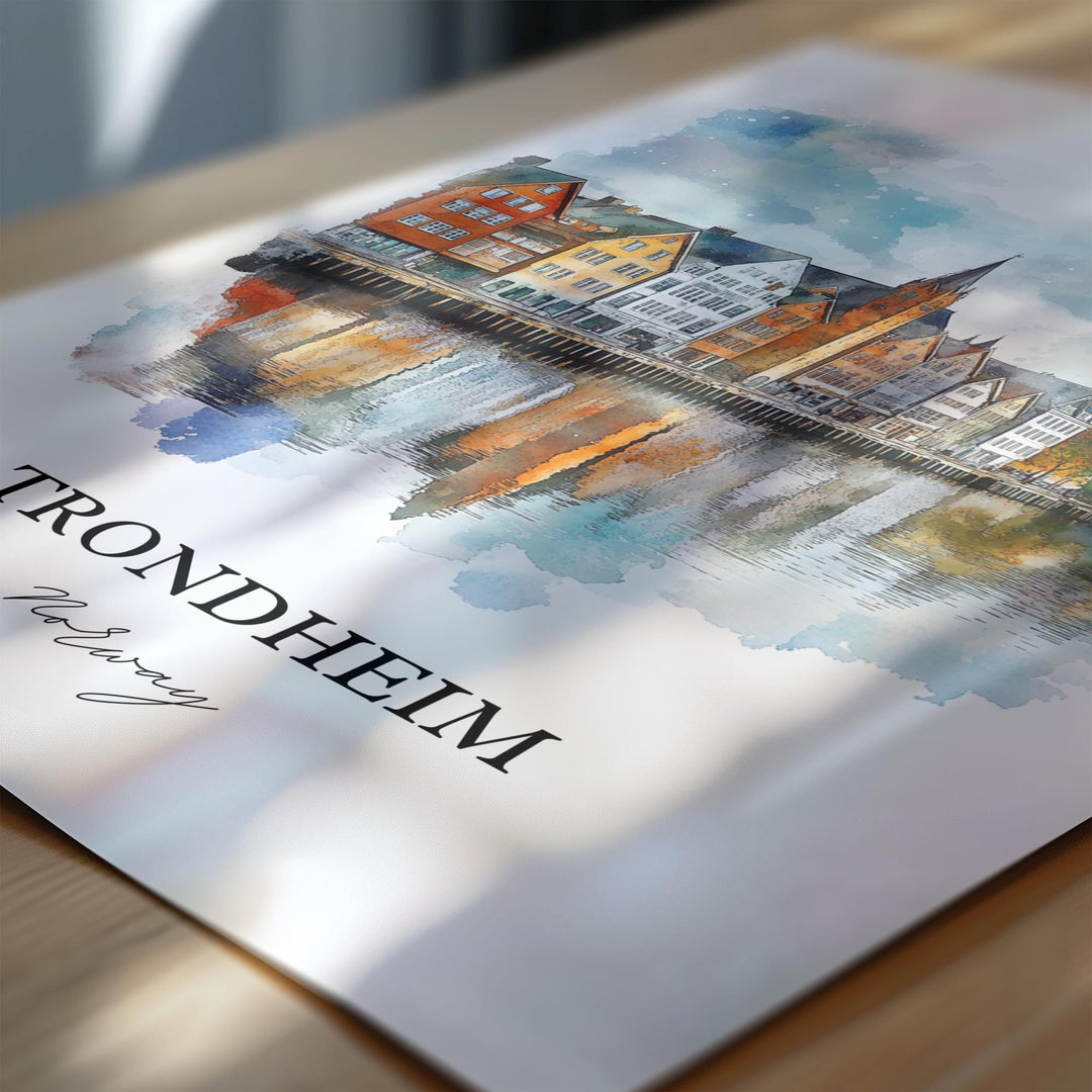 Trondheim, Norway – Watercolor Art Print