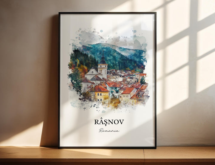 Rasnov Wall Art, Transylvania Print, Romania Watercolor Art, Rasnov Romania Gift, Travel Print, Travel Poster, Housewarming Gift