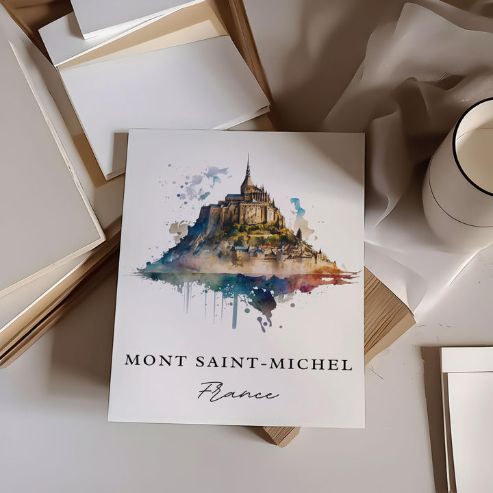 Saint Michel wall art - France, Saint Michel poster, Mont Saint Michel Wedding gift, Birthday present, Custom Text, Personalised Gift