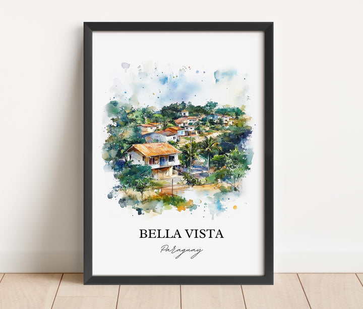 Bella Vista Paraguay Wall Art, Bella Vista Print, Paraguay Watercolor Art, Paraguay Gift, Travel Print, Travel Poster, Housewarming Gift