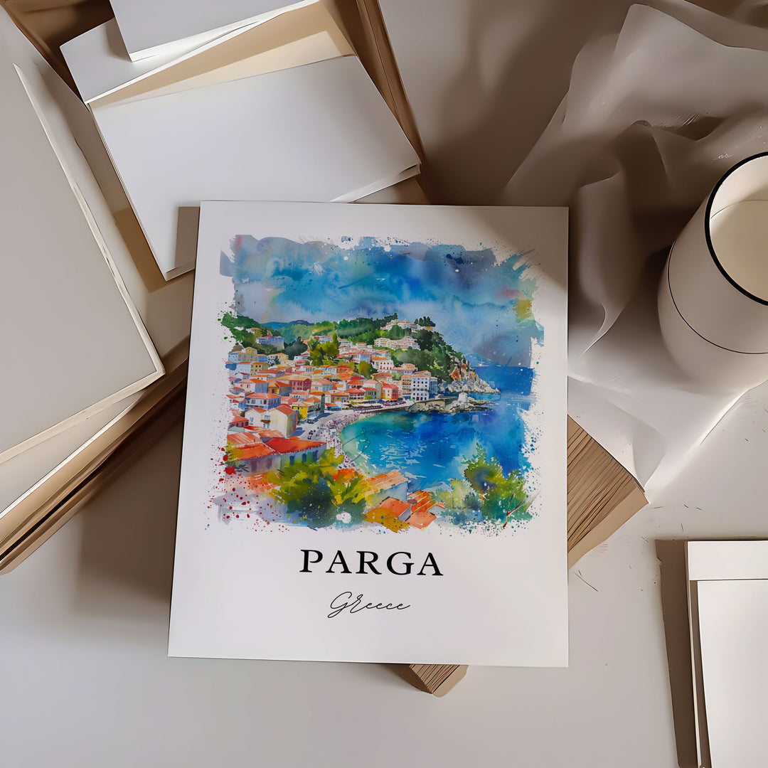 Parga Greece Wall Art, Parga Print, Parga Greece Watercolor, Parga Epirus Gift,