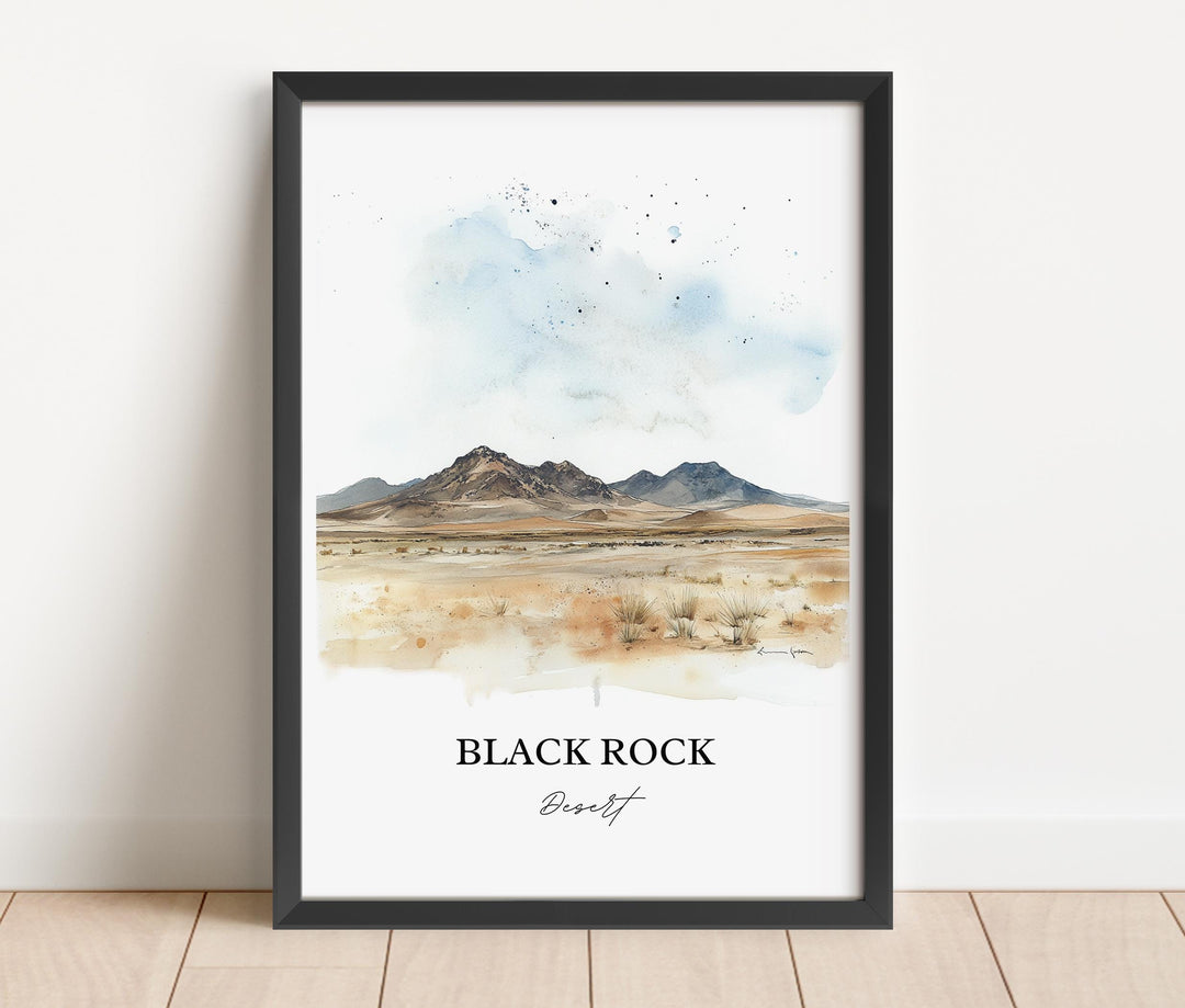 Black Rock Desert Wall Art, Nevada Print, Nevada Watercolor Art, Black Rock Desert Gift, Travel Print, Travel Poster, Housewarming Gift