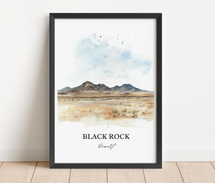 Black Rock Desert Wall Art, Nevada Print, Nevada Watercolor Art, Black Rock Desert Gift, Travel Print, Travel Poster, Housewarming Gift
