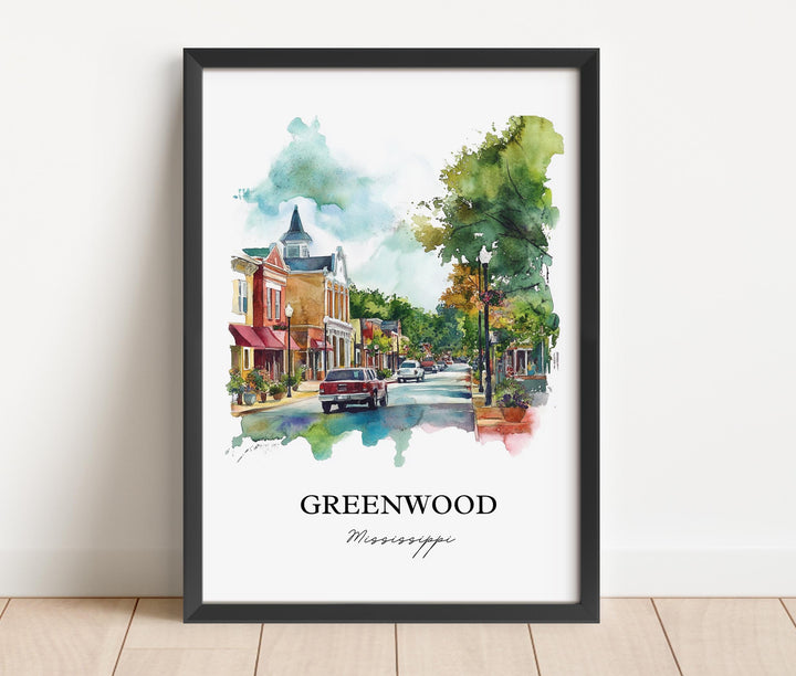 Greenwood MS Wall Art, Mississippi Print, Mississippi Artwork, Greenwood Mississippi Gift, Travel Print, Travel Poster, Housewarming Gift