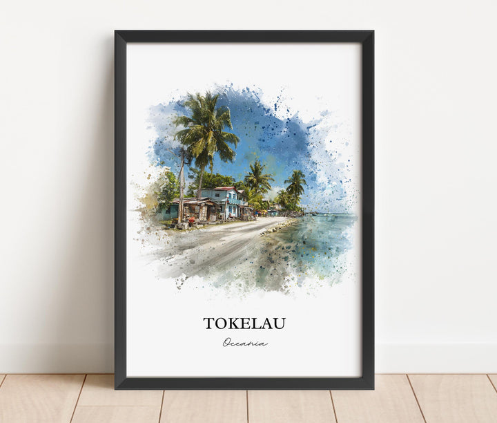 Tokelau Wall Art, Tokelau Print, Tokelau Island Watercolor Art, Atafu Gift, Travel Print, Travel Poster, Housewarming Gift