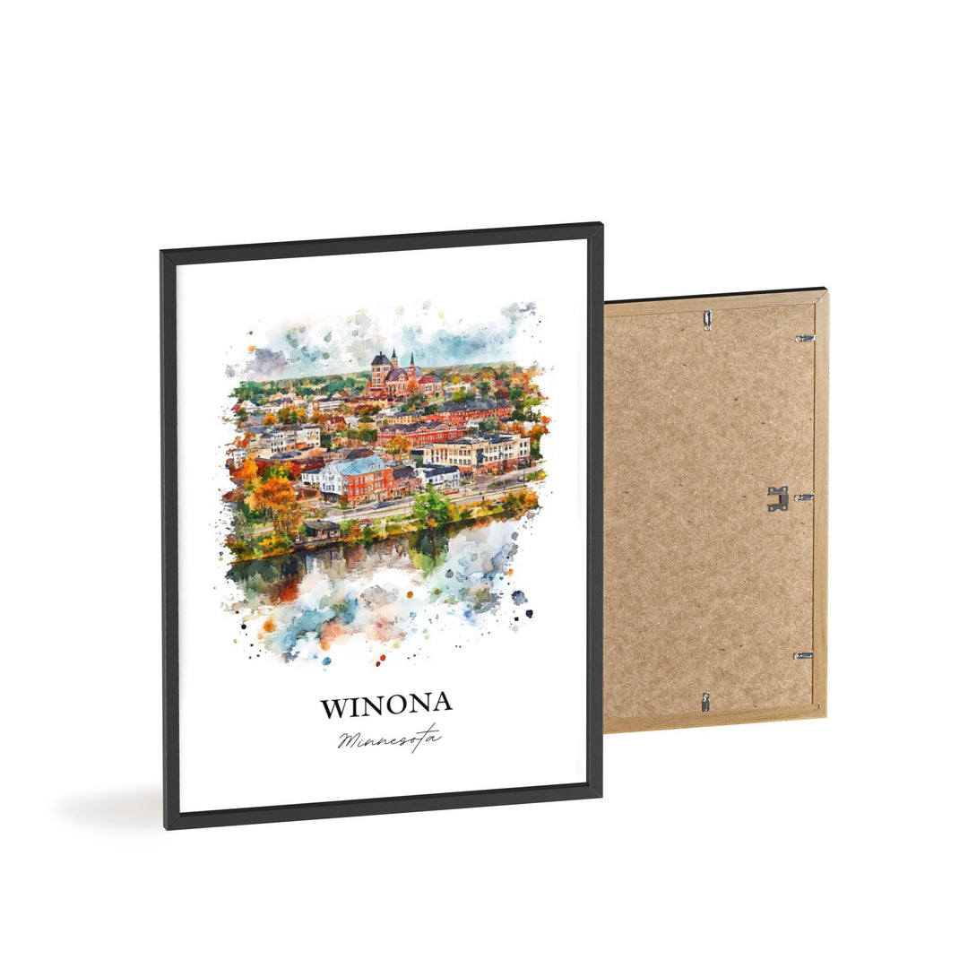 Winona MN Wall Art, Rochester MN Print, Minnesota Watercolor Art, Winona Minnesota Gift, Travel Print, Travel Poster, Housewarming Gift