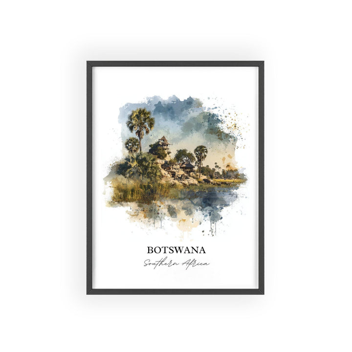 Botswana Wall Art, Botswana Print, Botswana Watercolor Art, Botswana Africa Gift, Travel Print, Travel Poster, Housewarming Gift