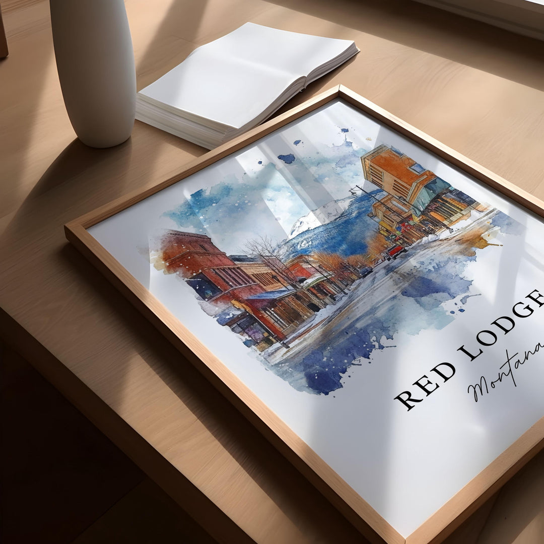 Red Lodge MT Wall Art, Red Lodge Print, Carbon County Watercolor Art, Red Lodge Montana Gift,