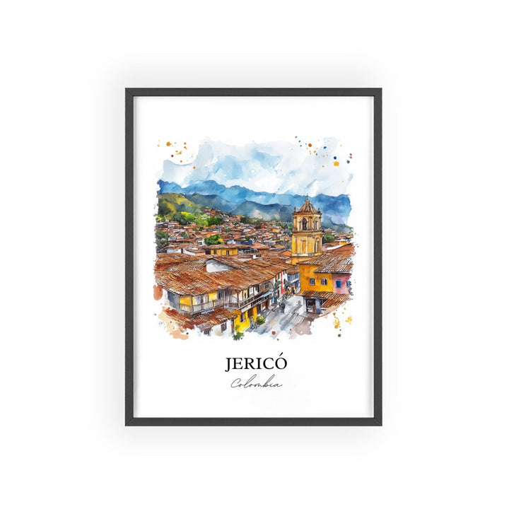 Jericó Colombia Wall Art, Antioquia Print, Colombia Watercolor Art, Jericó Colombia Gift, Travel Print, Travel Poster, Housewarming Gift