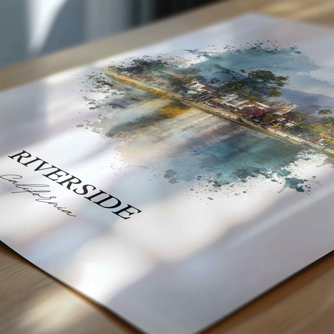 Riverside, California Wall Art, Riverside Print, Riverside Watercolor Art, Riverside California Gift, Travel Print, Travel Poster, Housewarming Gift