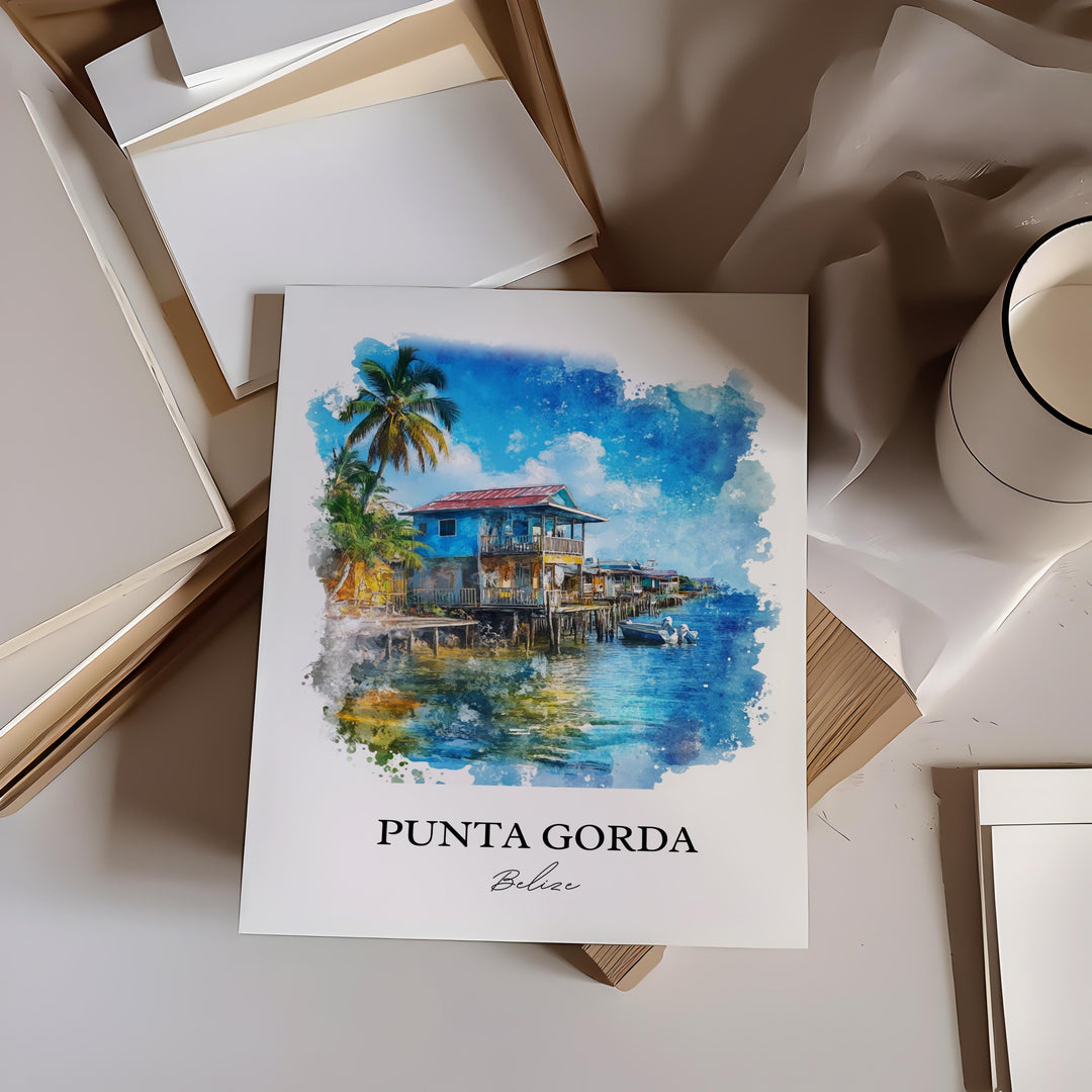 Punta Gorda, Belize – Watercolor Art Print