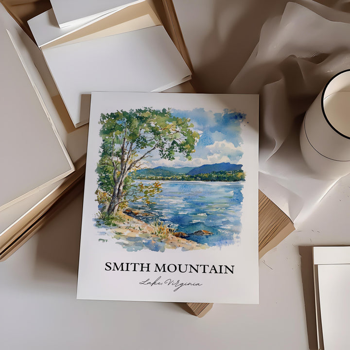 Smith Mountain Lake Art, Roanoke Region Print, Virginia Artwork, Smith Mountain Lake Gift, Travel Print, Travel Poster, Housewarming Gift