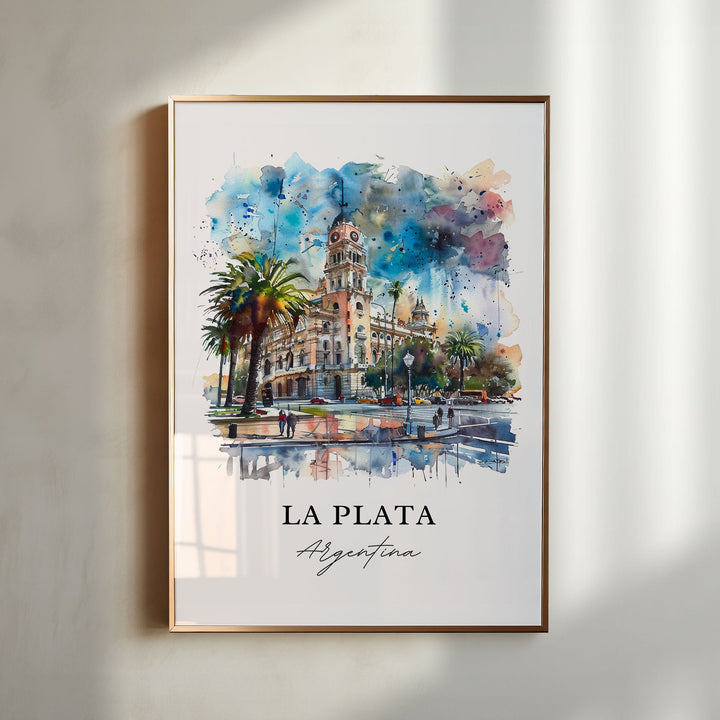 La Plata Argentina Art, La Plata Print, La Plata Watercolor, Buenos Aires Argentina Gift,