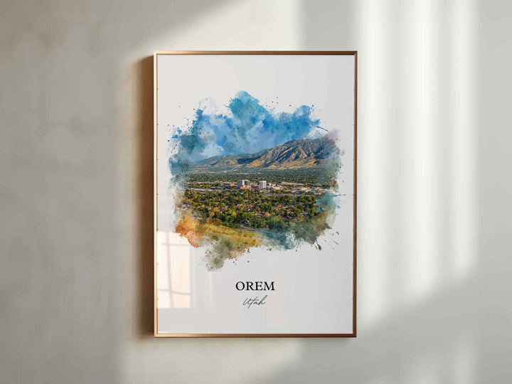 Orem Utah Wall Art, Orem Print, Orem Utah Watercolor Art, Provo Utah Gift, Travel Print, Travel Poster, Housewarming Gift