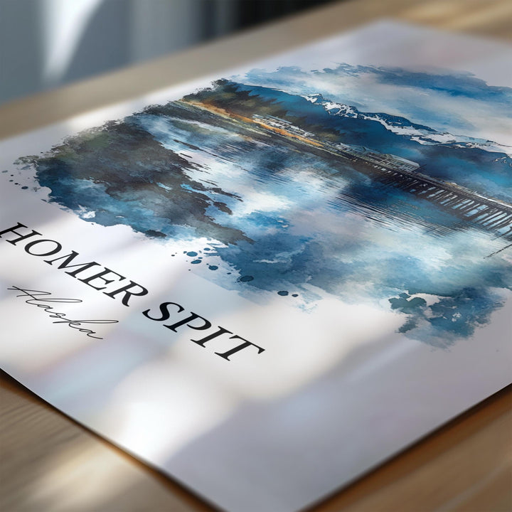 Homer Spit Wall Art, Kachemak Bay Print, Alaska Watercolor Art, Homer Spit Alaska Gift, Travel Print, Travel Poster, Housewarming Gift