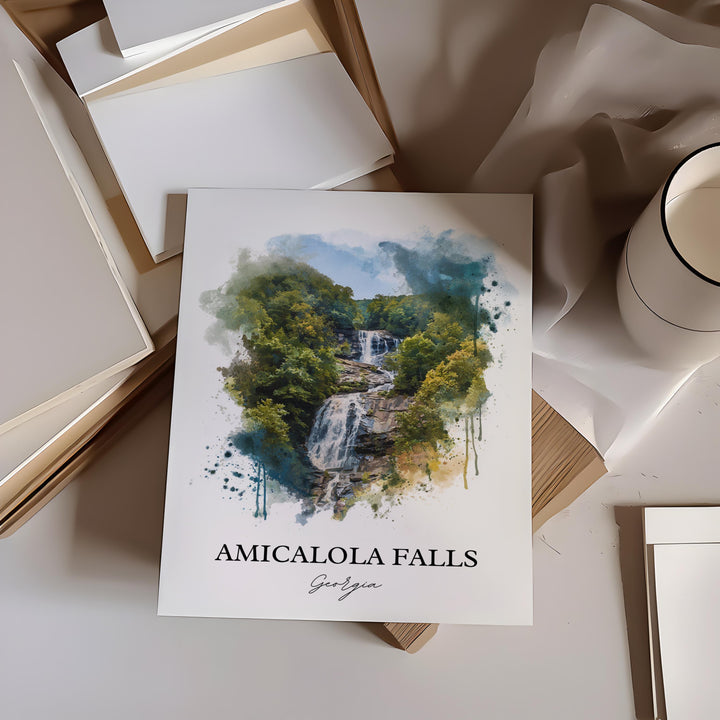 Amicalola Falls Wall Art, Dawsonville Print, Georgia Watercolor Art, Amicalola Falls Gift, Travel Print, Travel Poster, Housewarming Gift